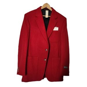 NWT Robert Stock Red 3-Button Notched Lapel Mens Jacket  Blazer Sport Coat 38R